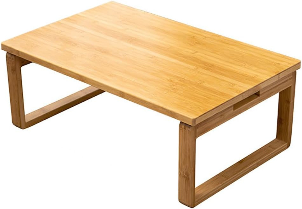 Portable Rectangle Foldable Coffee Table – Japanese Low Bamboo Table for Sitting