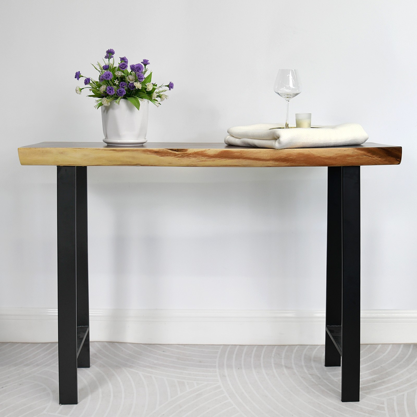 Rustic Suar Wood Console Table Natural Edge Sofa Table for Living Room Entryway