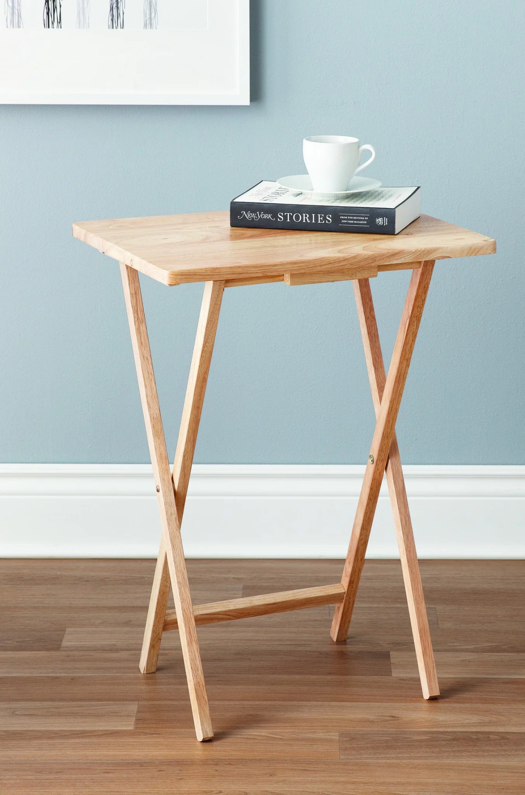 Folding TV Tray Table, Rubberwood, Natural, 19″ X 14.5″ X 26″, Indoor, 1 Piece