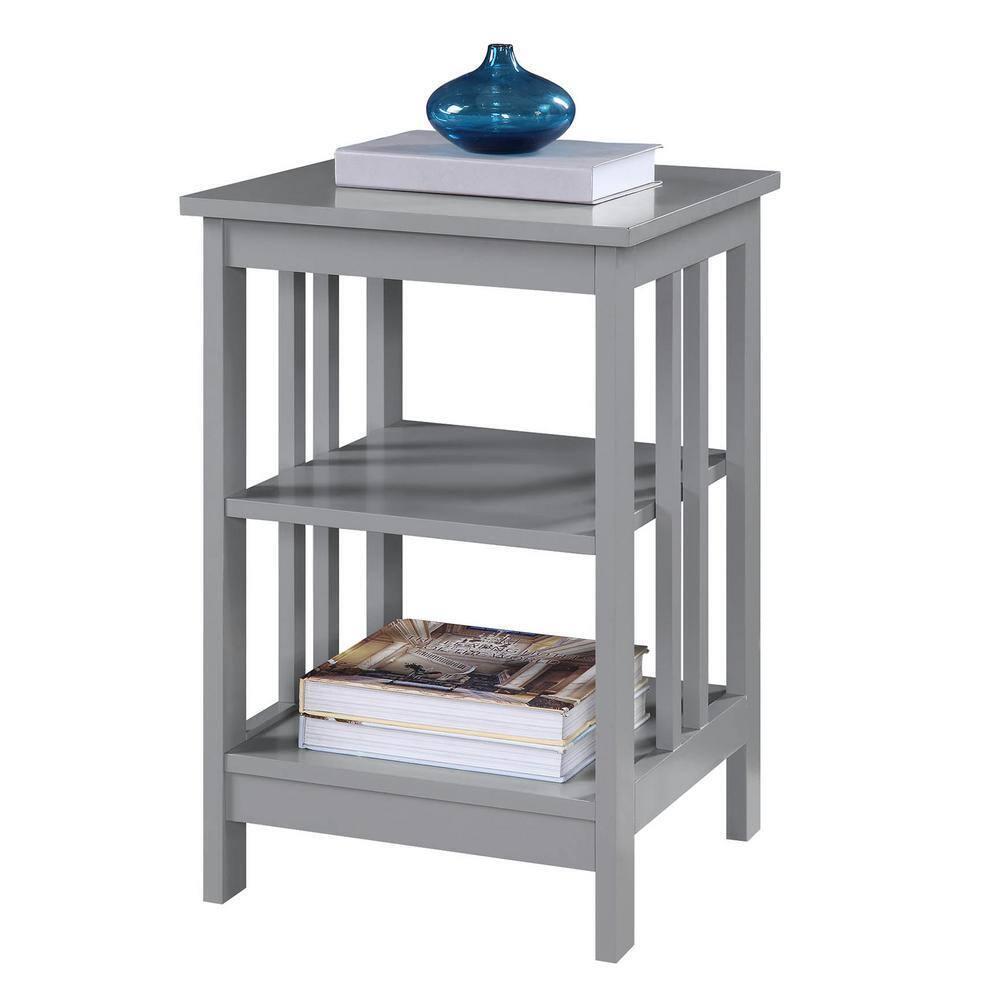 End Table Shelves 15.75 in. Gray Standard Height Square Top Wood Particleboard