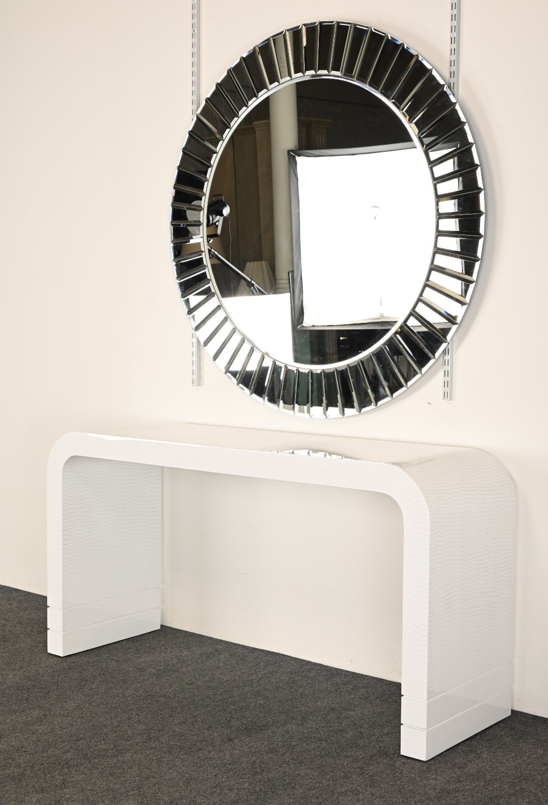 John Richard Modern White Lacquer Waterfall Console Table