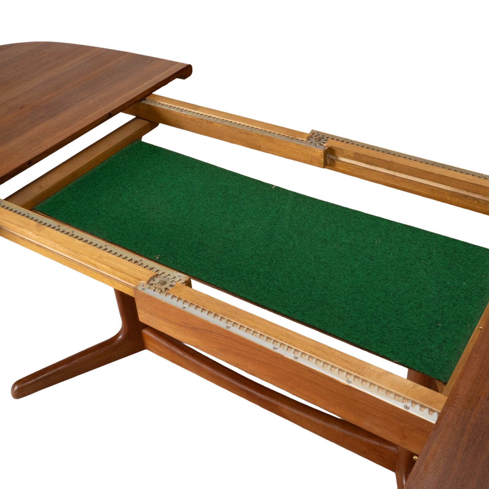 D-Scan Danish Modern Solid Teak Expandable 102″ Dining Table W/ Two Leafs
