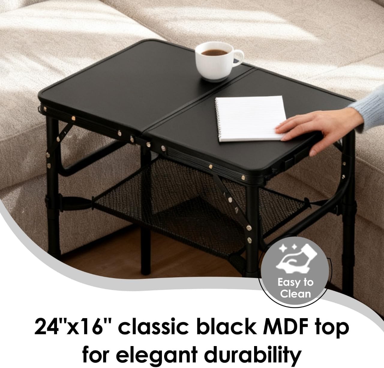 Folding TV Trays Foldable Dinner Tray Table Adjustable Height Food Snack Eating