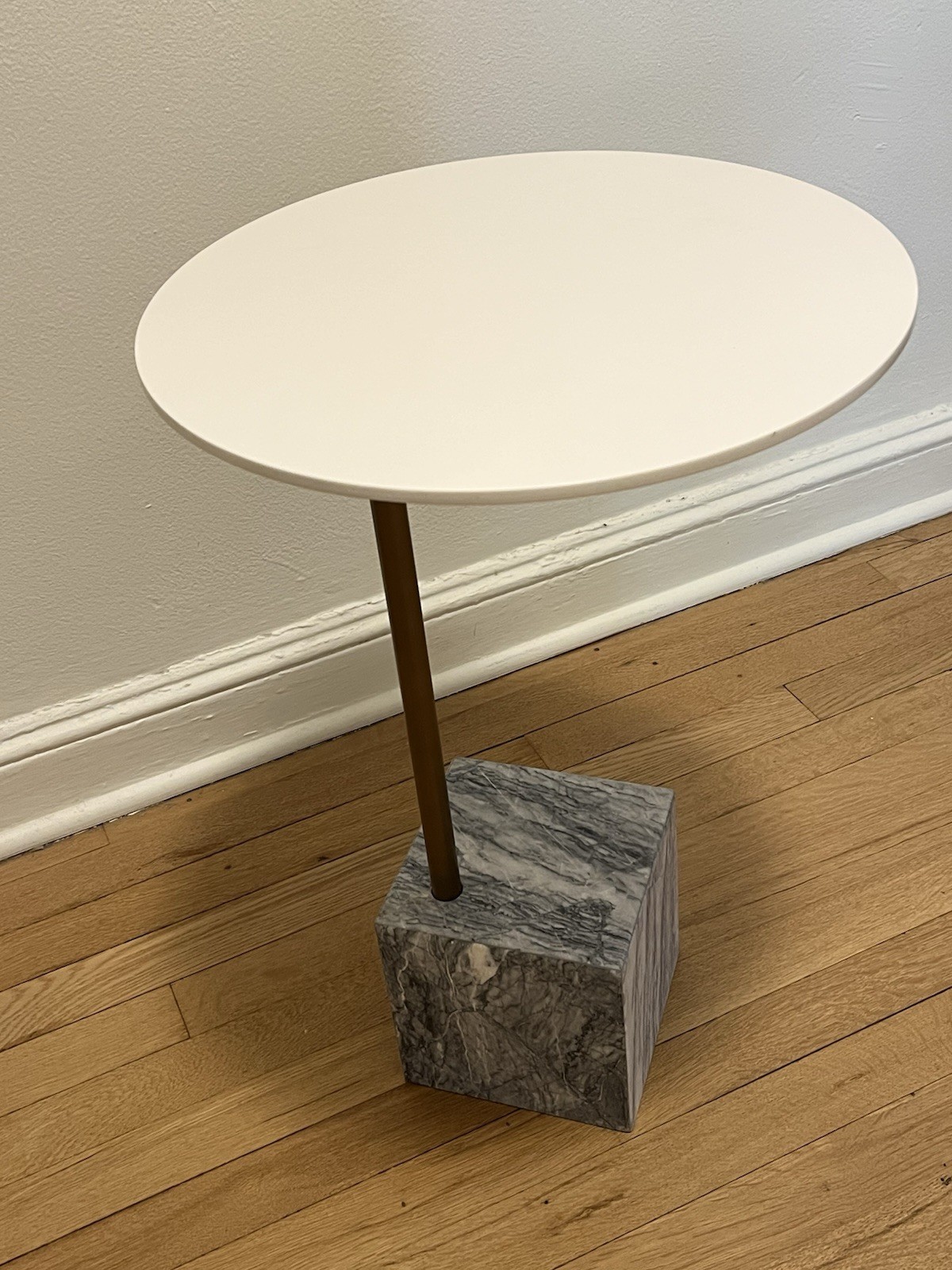 West Elm Marble Side Table Matte White Modern Minimalist